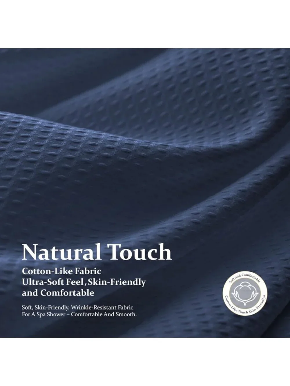 Navy Blue Waffle Shower Curtain 72